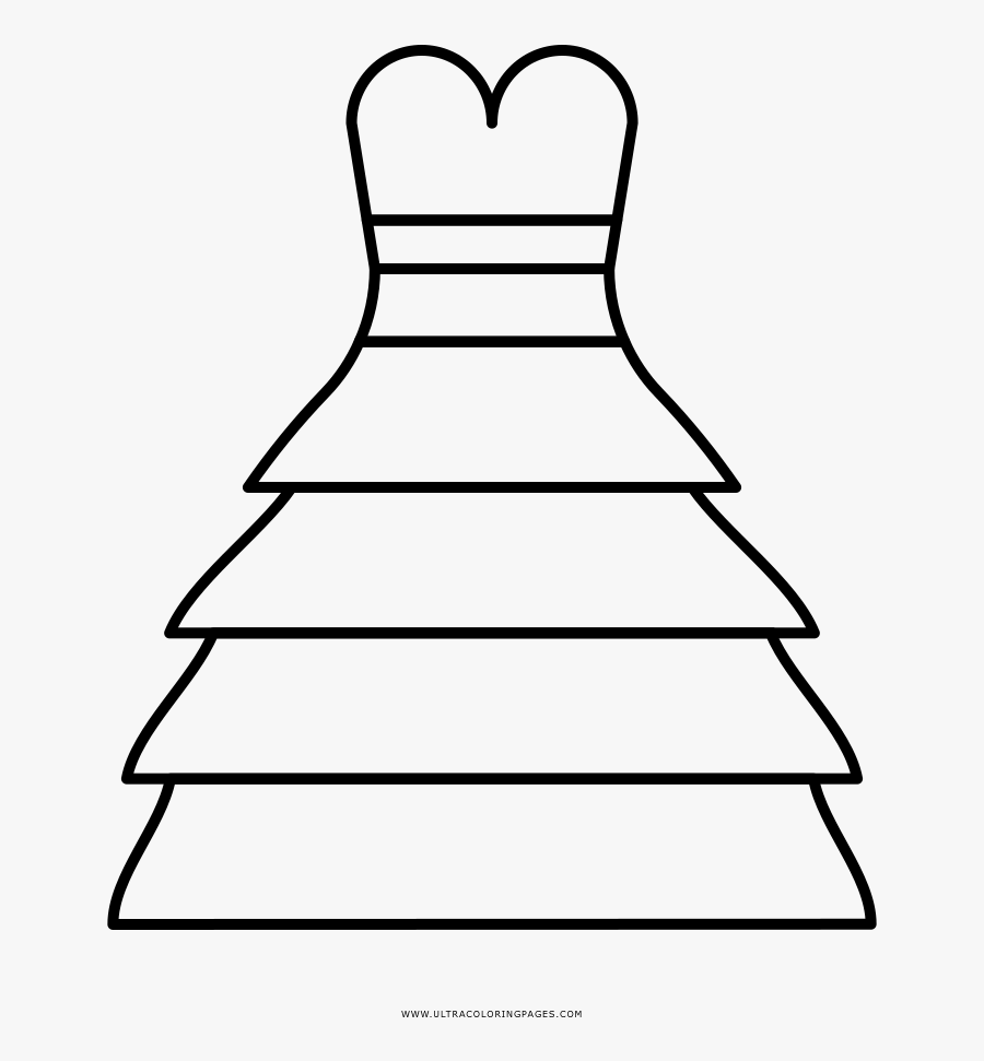 Wedding Dress Coloring Page - Di Vestiti Da Colorare, Transparent Clipart