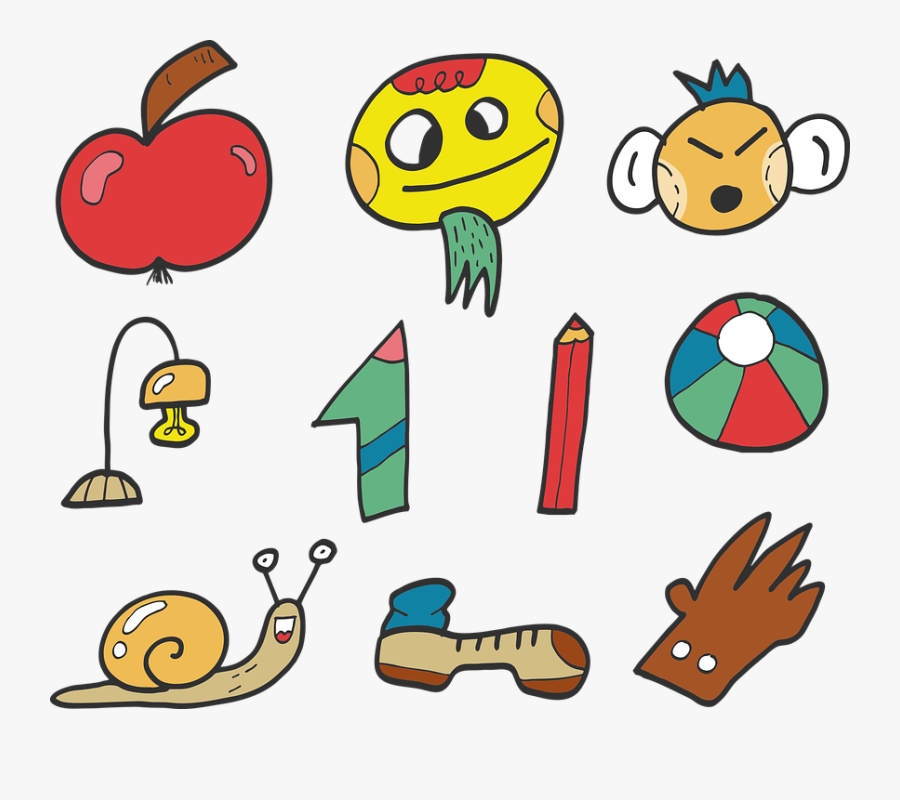 Funny Face, Apple, Number, One, Snail, Pencil, Ball, Transparent Clipart