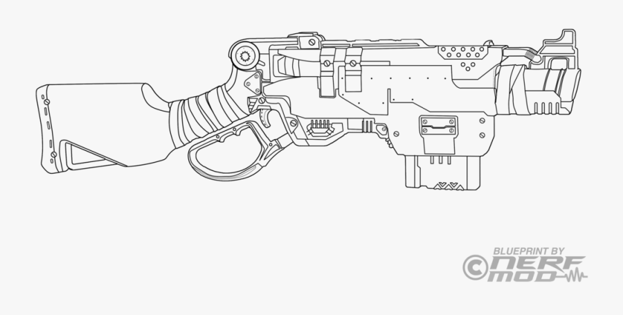 Transparent Pistol Drawing Png - Nerf Slingfire Coloring Page, Transparent Clipart
