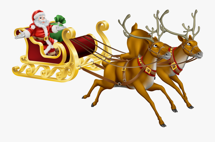 Reindeer - Cartoon Santa And Reindeers, Transparent Clipart