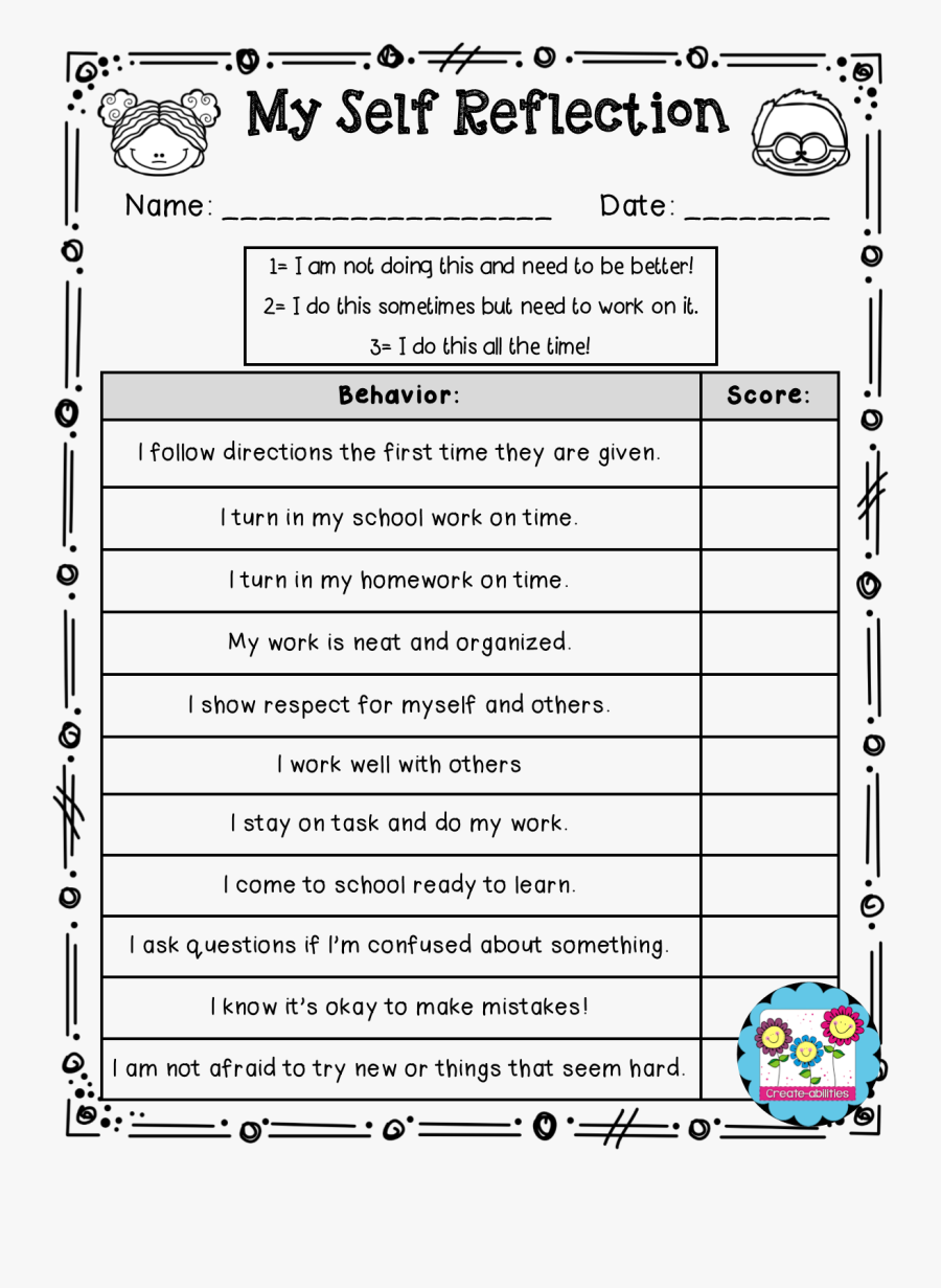 Student Self Reflection Questions Pdf Free Transparent Clipart 