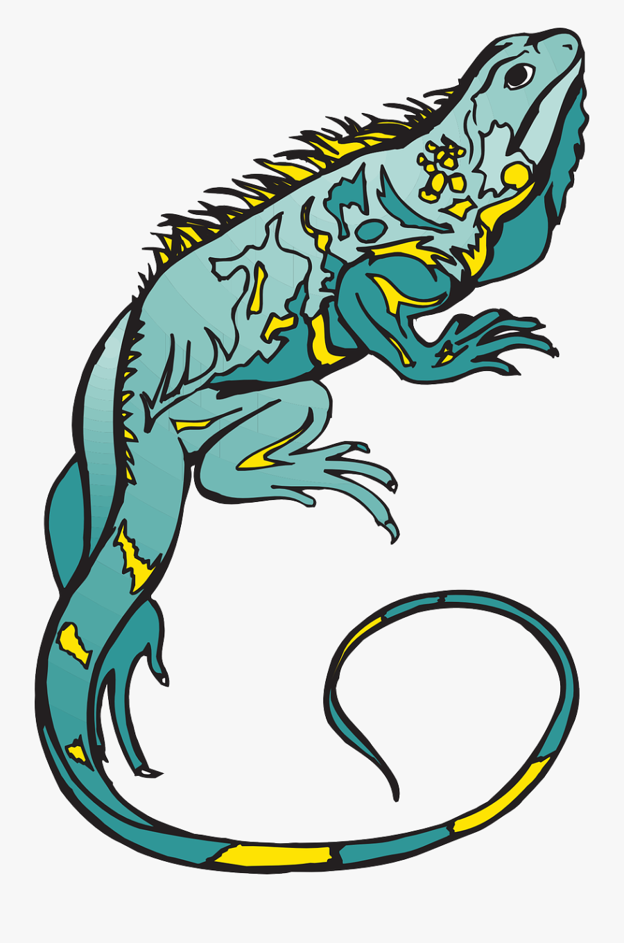 Blue, Yellow, Colors, Chameleon, Reptile, Curled - Chameleon Vector Png, Transparent Clipart