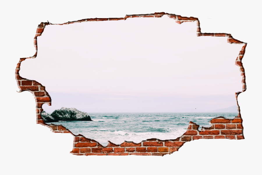Zapwalls Decals Ocean Rock Grey Sky Breaking Wall Nature"
 - Break In A Wall Png, Transparent Clipart