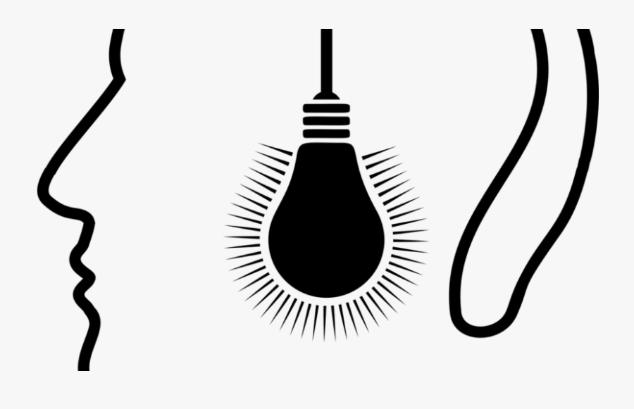 Shows A Line Drawing That Outlines A Head, But The - Incandescent Light Bulb, Transparent Clipart