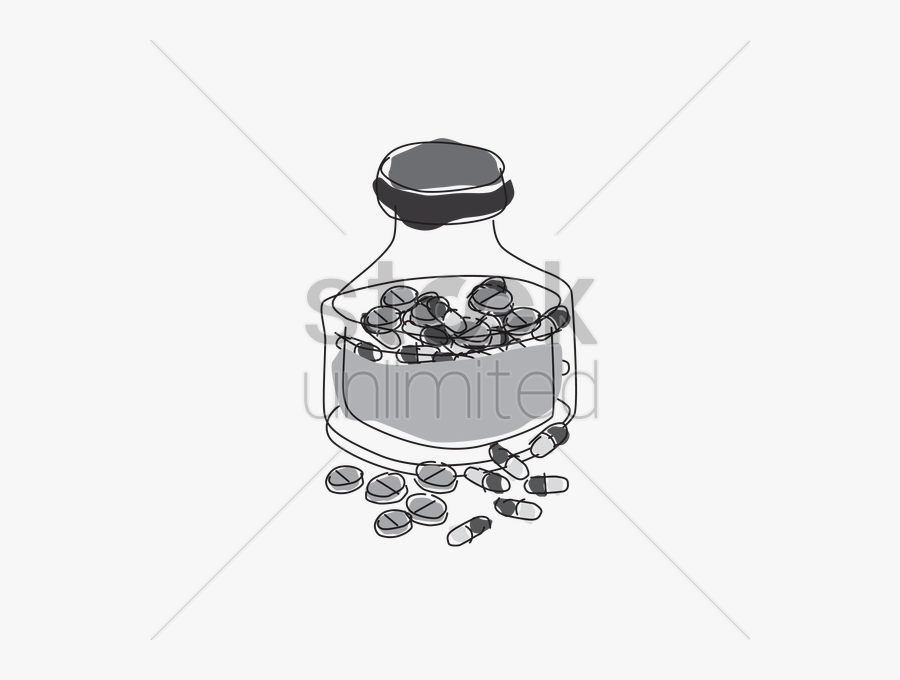 Medication Clipart Drawing - Glass Bottle, Transparent Clipart