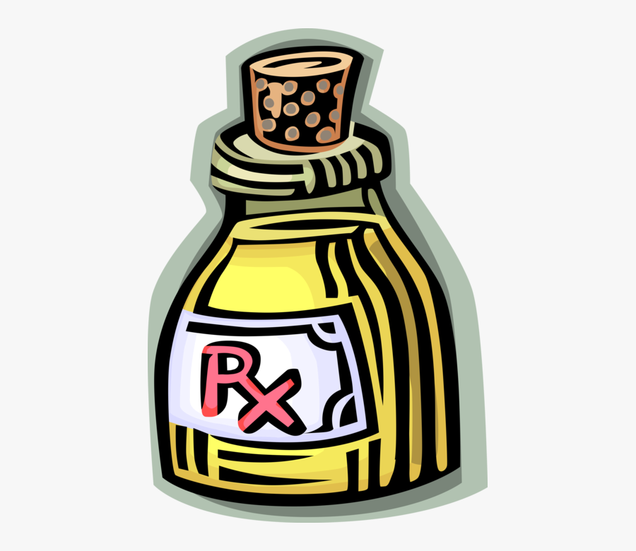 Vector Illustration Of Prescription Medicine Pill Bottle - Old Fashion Bottle Of Medicine, Transparent Clipart