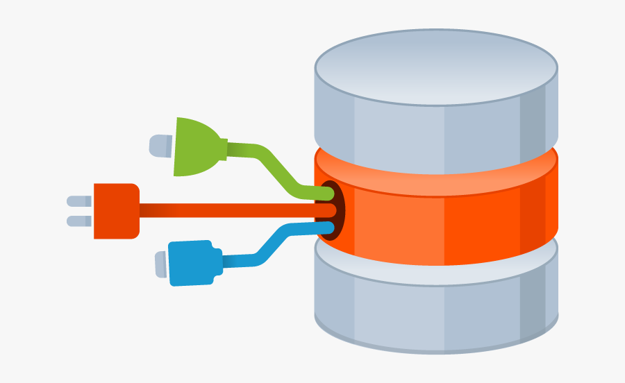Graphic Of Database With Plugs, Transparent Clipart