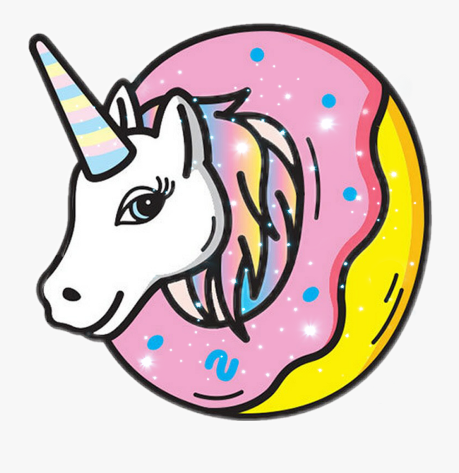 Unicorn Rainbow Donut Ftestickers - Draw A Unicorn Donut, Transparent Clipart