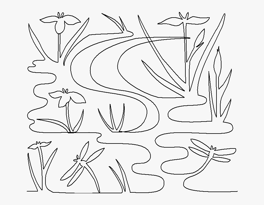 Iris Pool Quilting Pattern - Line Art, Transparent Clipart
