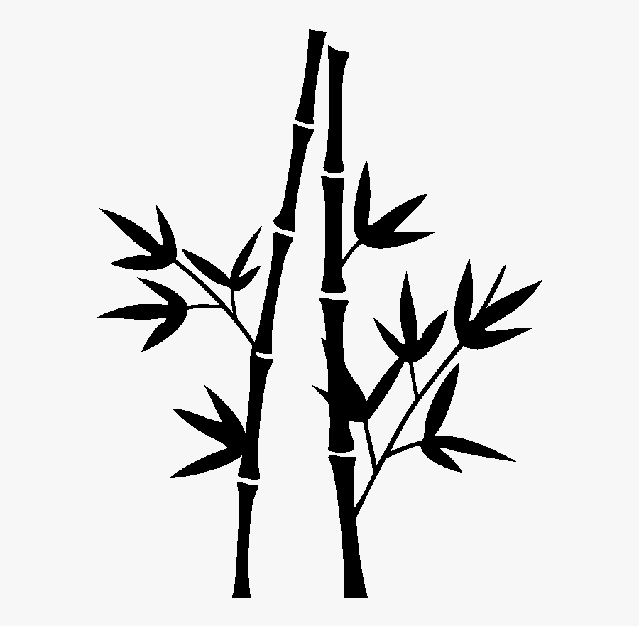 Sticker Design Deux Tiges De Bambous Ambiance Sticker - Black Bamboo Tree Png, Transparent Clipart