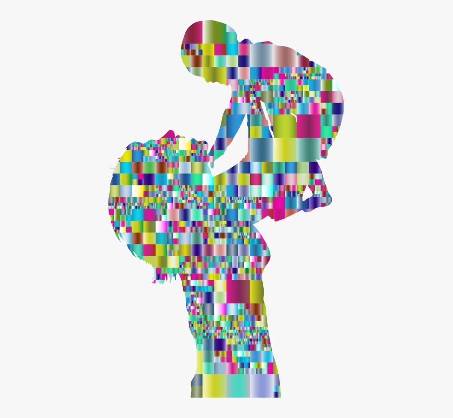 Pink,mosaic,silhouette - Mother And Child Mosaic, Transparent Clipart