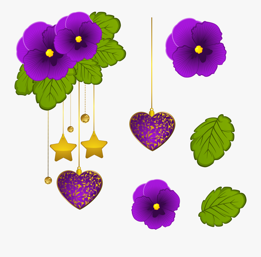 Purple Violets Decorative Element Png Clipart - Portable Network Graphics, Transparent Clipart