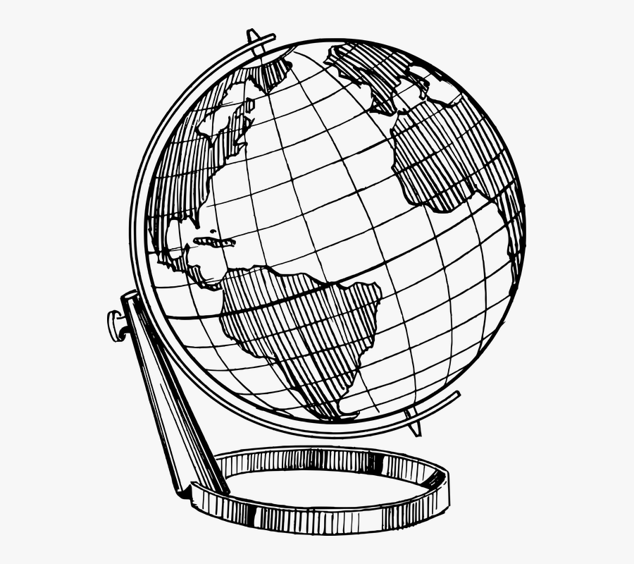 Continent Country Earth Globe Map Model Planet - Globe Drawing Png, Transparent Clipart