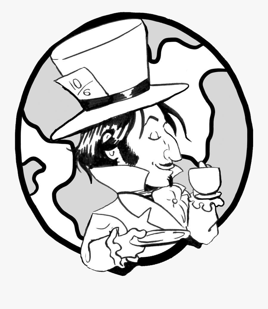 Transparent Mad Hatter Clipart - Simple Earth Clipart Black And White, Transparent Clipart