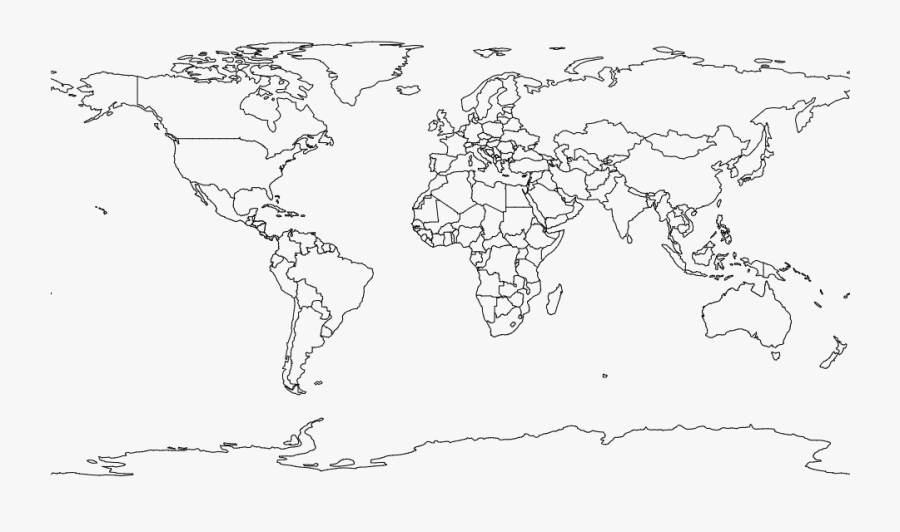World Maps With Countries Black And White - World Map With Country Boundaries, Transparent Clipart