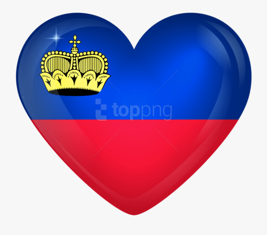 Free Png Download Liechtenstein Heart Flag Clipart - Liechtenstein Flag Transparent Background, Transparent Clipart