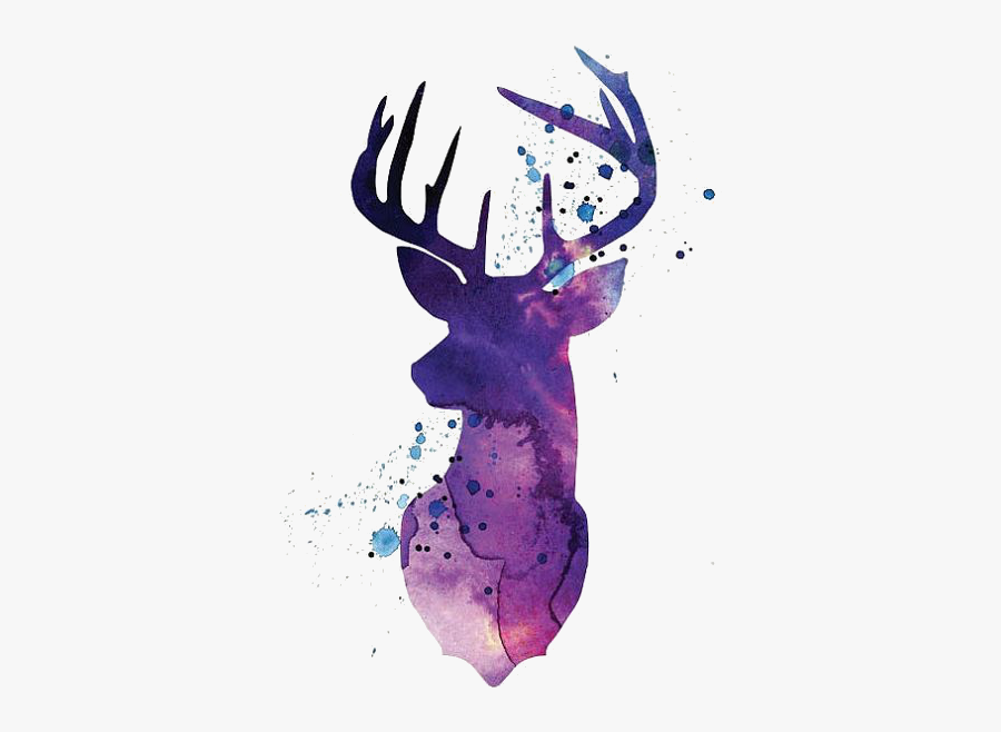 Silhouette Purple Deer White-tailed Watercolor Reindeer - Deer Watercolor, Transparent Clipart