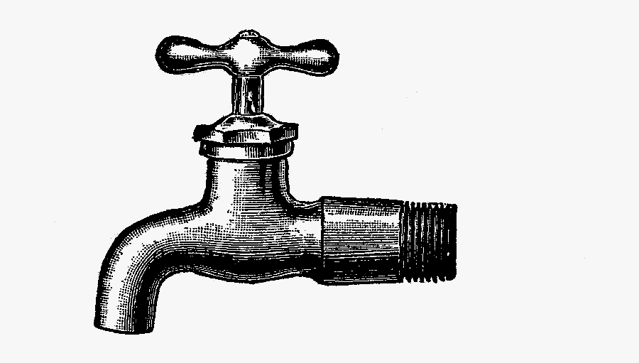 Vintage Water Faucet Drawing, Transparent Clipart