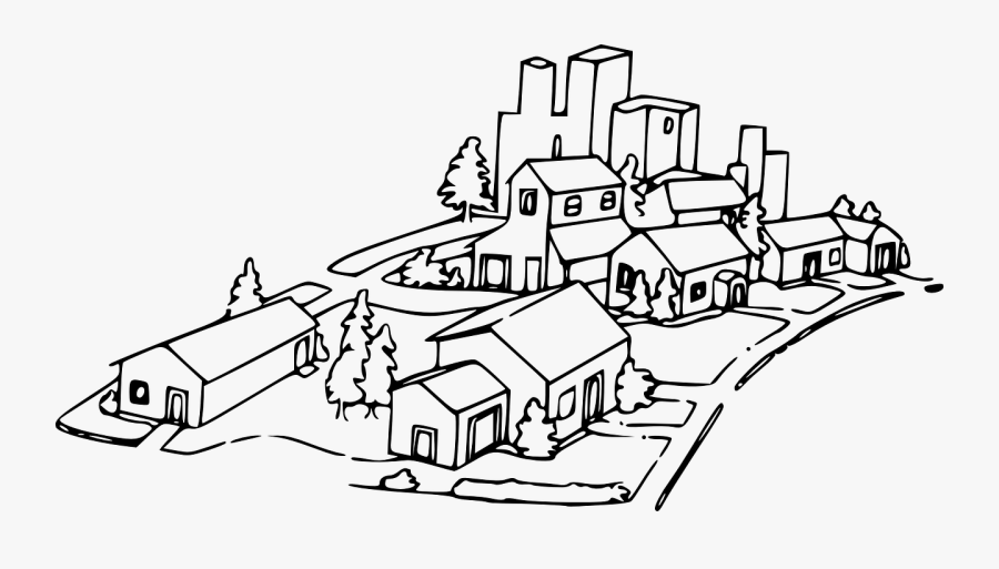 Transparent Town Clipart Black And White - Neighborhood Clip Art, Transparent Clipart
