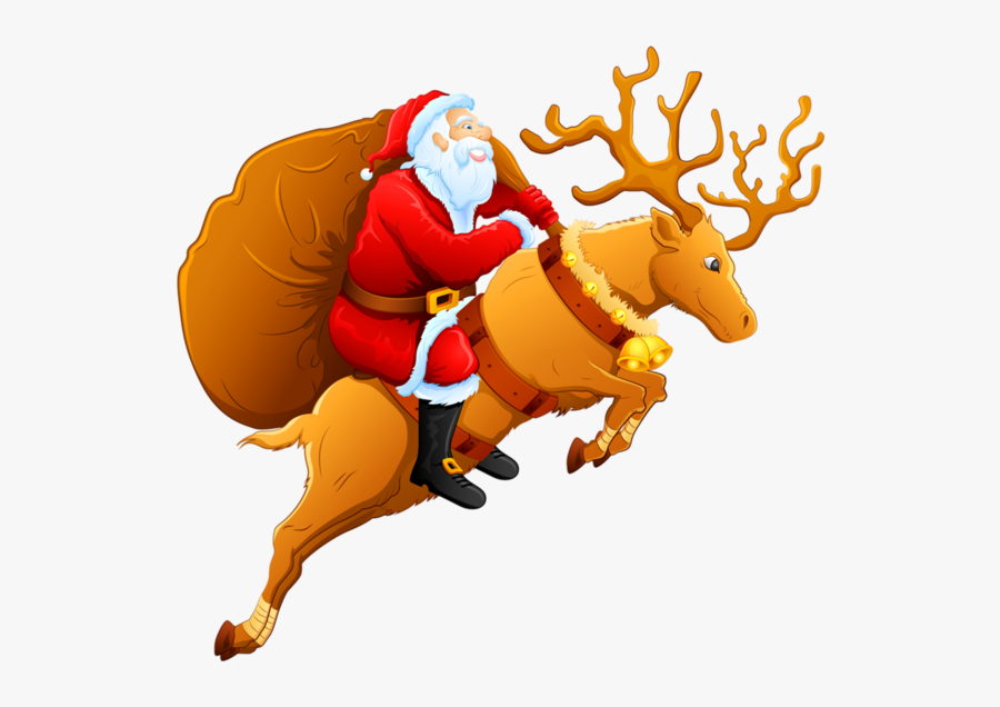 Santa In Reindeer Png, Transparent Clipart