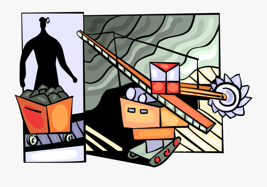 Vector Illustration Of Coal Miner In Underground Ore, Transparent Clipart