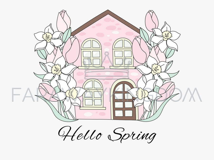 Spring House Flower Garden Holiday Vector Illustration - Design, Transparent Clipart