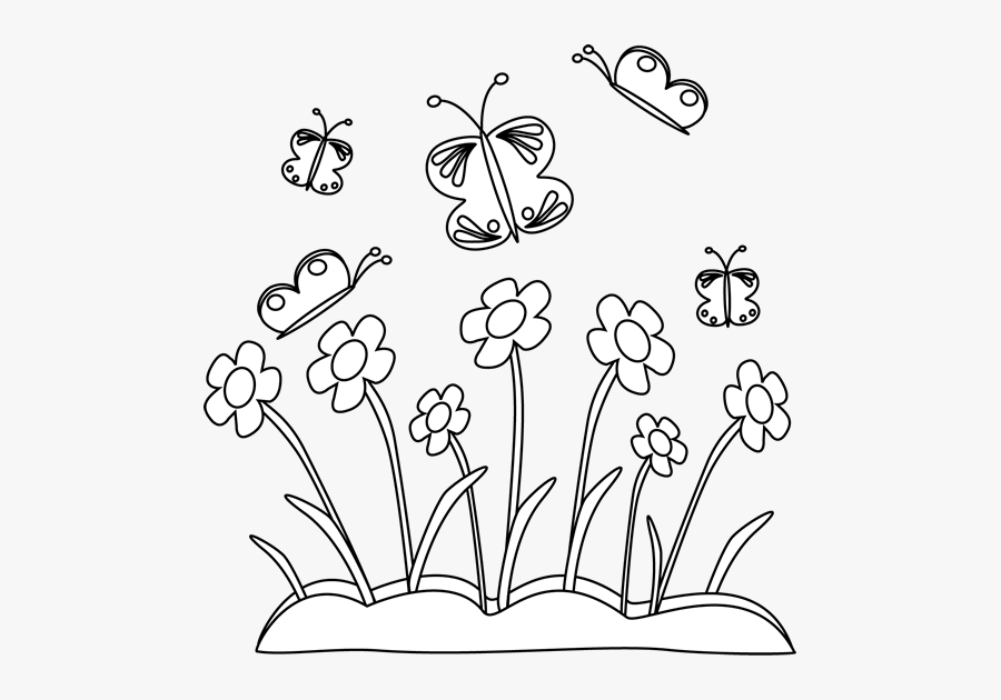 Spring Flowers Clip Art Black And White , Free Transparent