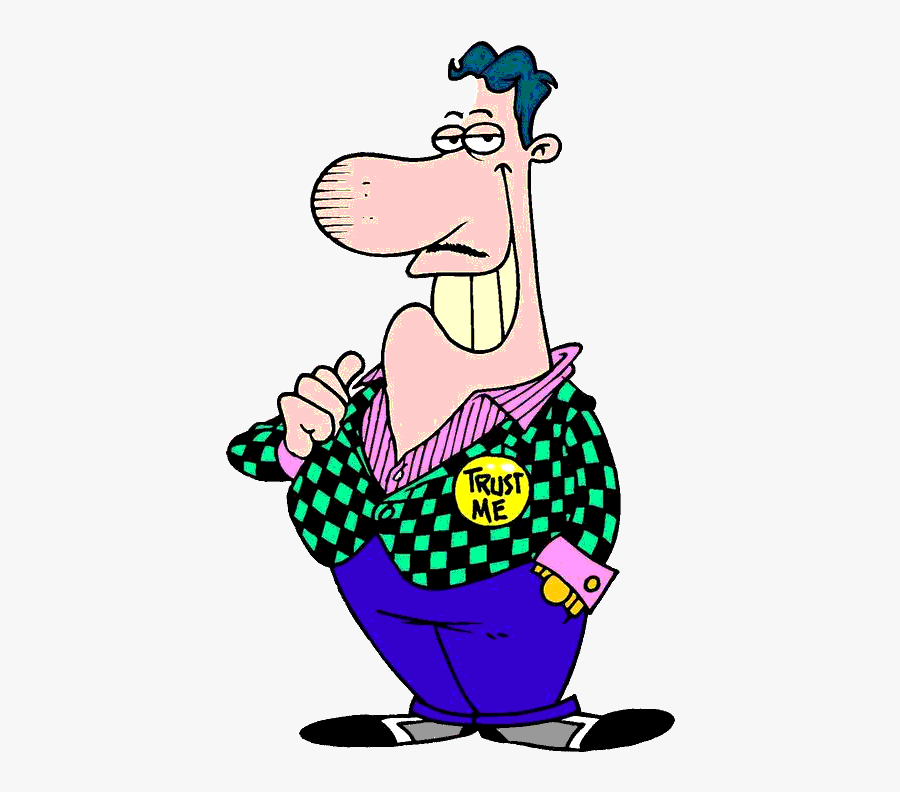 Bill Spills Chill Thrills - Cartoon Used Car Salesman, Transparent Clipart