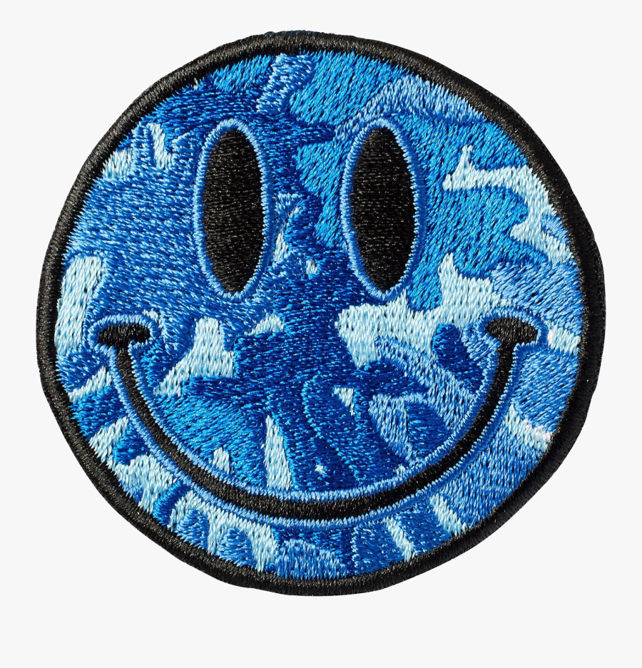Blue Tie Dye Smiley Face Sticker Patch, Transparent Clipart