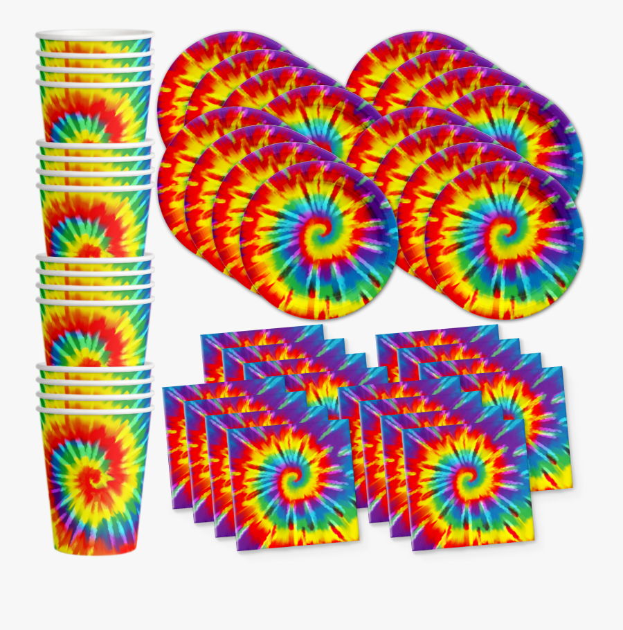 Tie Dye Birthday Party Tableware Kit For 16 Guests - Tie Dye Plates And Napkins, Transparent Clipart