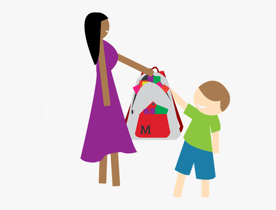 Office Staff Discreetly Give The Backpacks To Students, Transparent Clipart