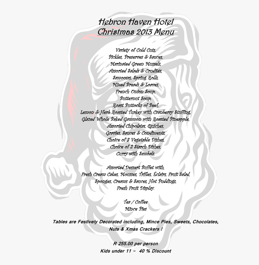 Hebronh 2013 Menu Lunch - Babbo Natale, Transparent Clipart