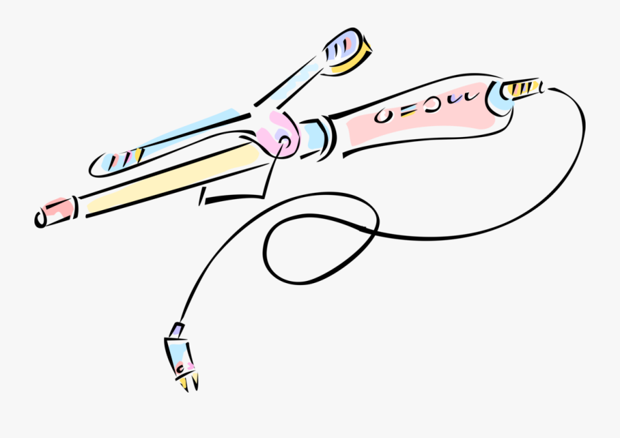 Vector Illustration Of Electric Hair Iron Or Curling - Curling Irons Clip Art, Transparent Clipart