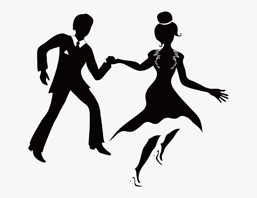 Wedding Invitation Clip Art - Silhouette Of A Couple Running, Transparent Clipart