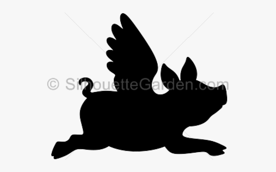 Pig Silhouette - Pig With Wings Silhouette, Transparent Clipart