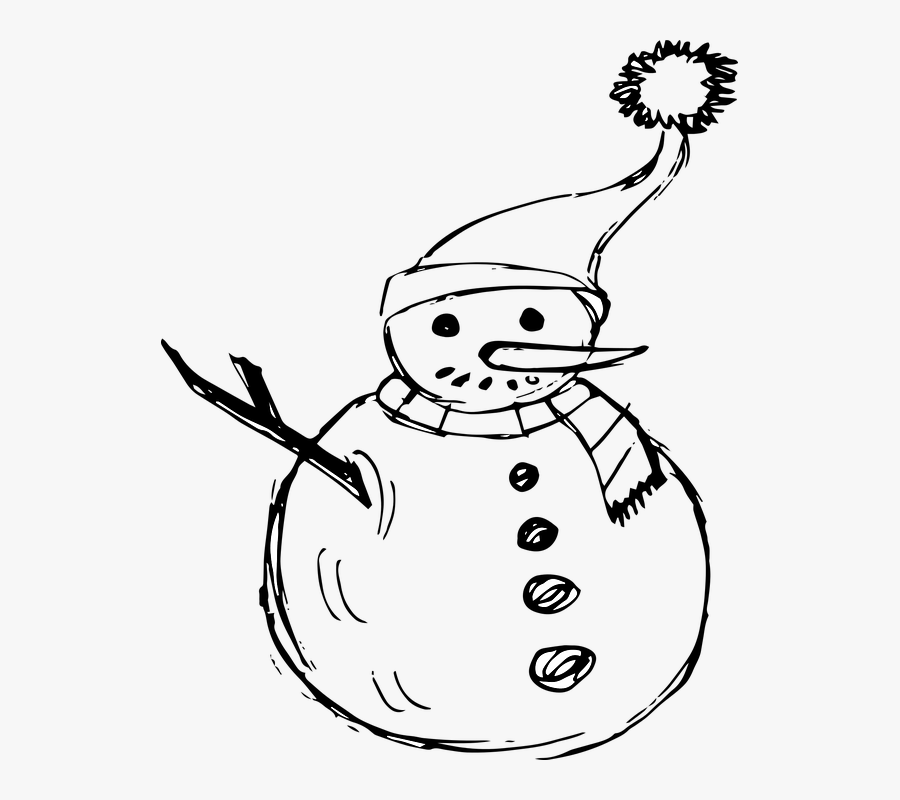 Snowman, Sketch, Element, Christmas, Winter, Snow - Cartoon, Transparent Clipart