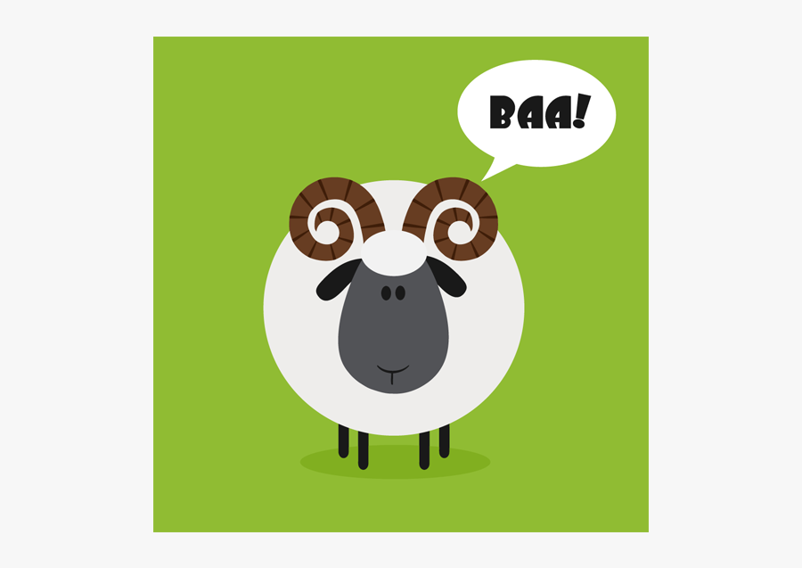Ram Sheep Flat Design Vector Ram Sheep Humor Mascot - Ram Sheep Flat Illustration, Transparent Clipart