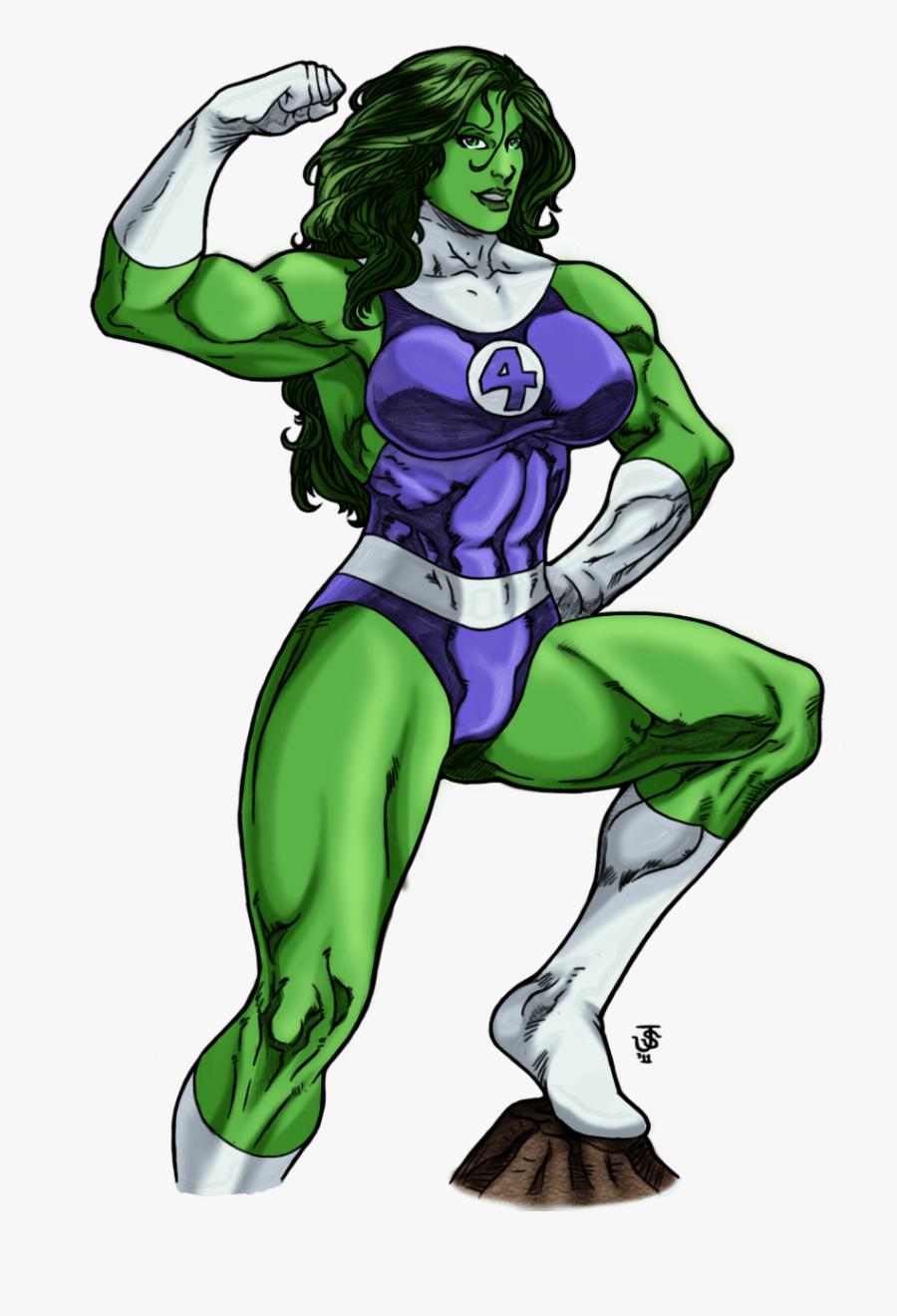 She Hulk Victory Pose By Mariangts - She Hulk Comics, Transparent Clipart