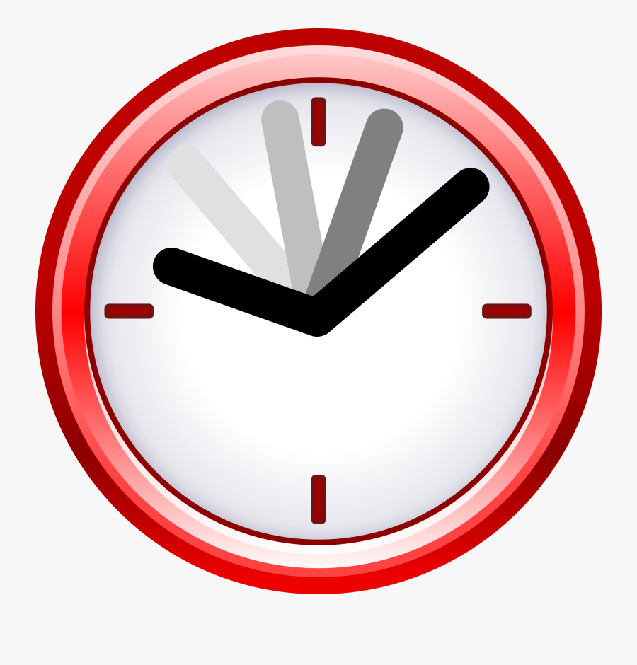 Red,clock,wall Clock,emoticon,clip Art,icon,symbol,home - Time Clock Png, Transparent Clipart