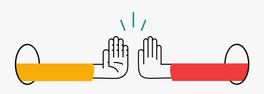 Illustration Of Two Hands Giving High Fives, Transparent Clipart