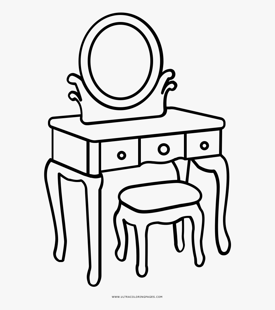 Dressing Table Coloring Page, Transparent Clipart