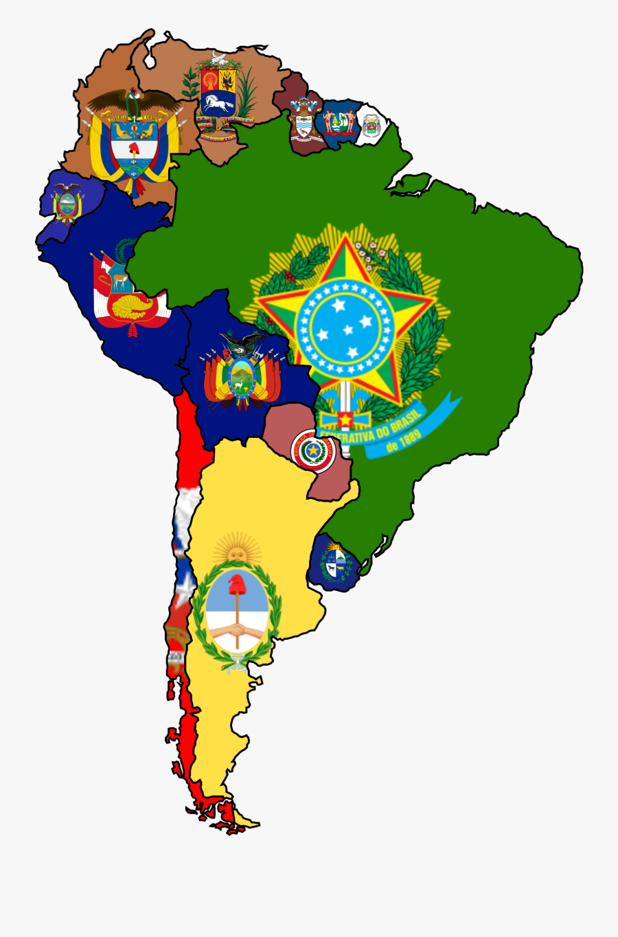 South American State Flags, Transparent Clipart