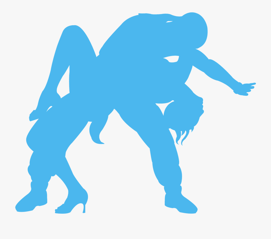 Ballroom Dancers Silhouette Blue, Transparent Clipart