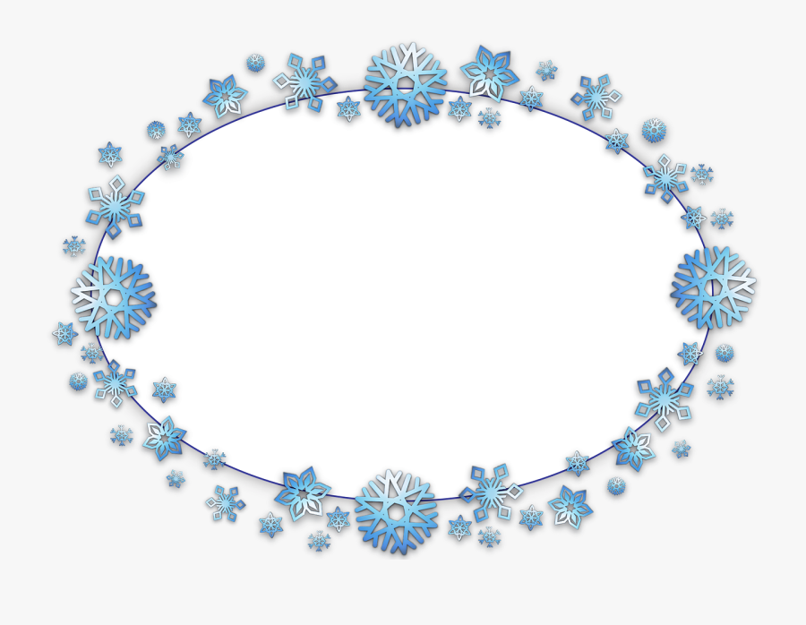 Frame, Border, Oval, Card, Xmas, Christmas, Snow, Flake - Ligthblue, Transparent Clipart