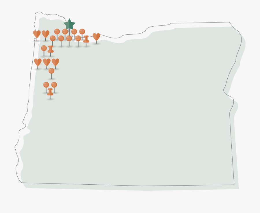 Locations Oregon-map - Illustration, Transparent Clipart