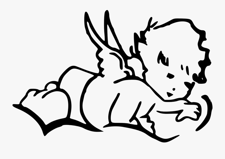 Clipart Baby Black And White - Malaikat Kecil Vektor, Transparent Clipart