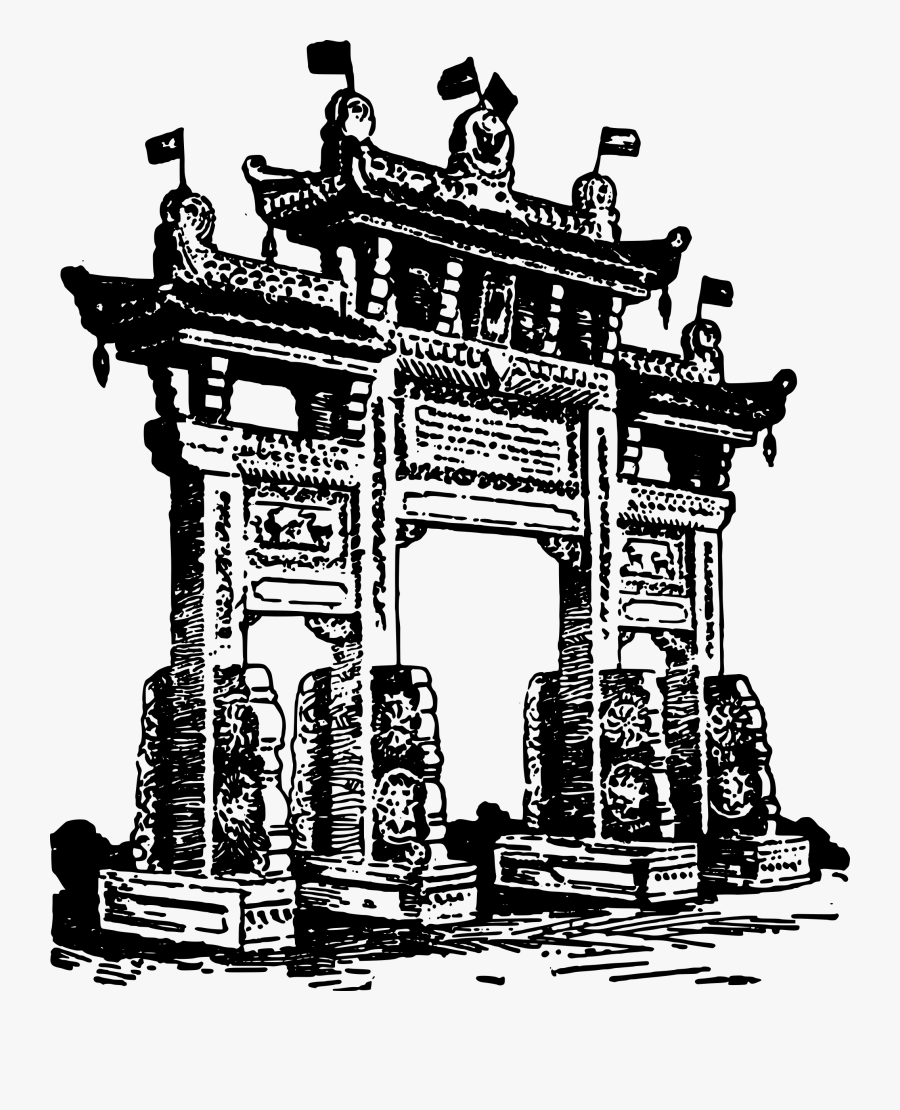Chinatown Gate Clip Arts - Chinatown Clipart Black And White, Transparent Clipart