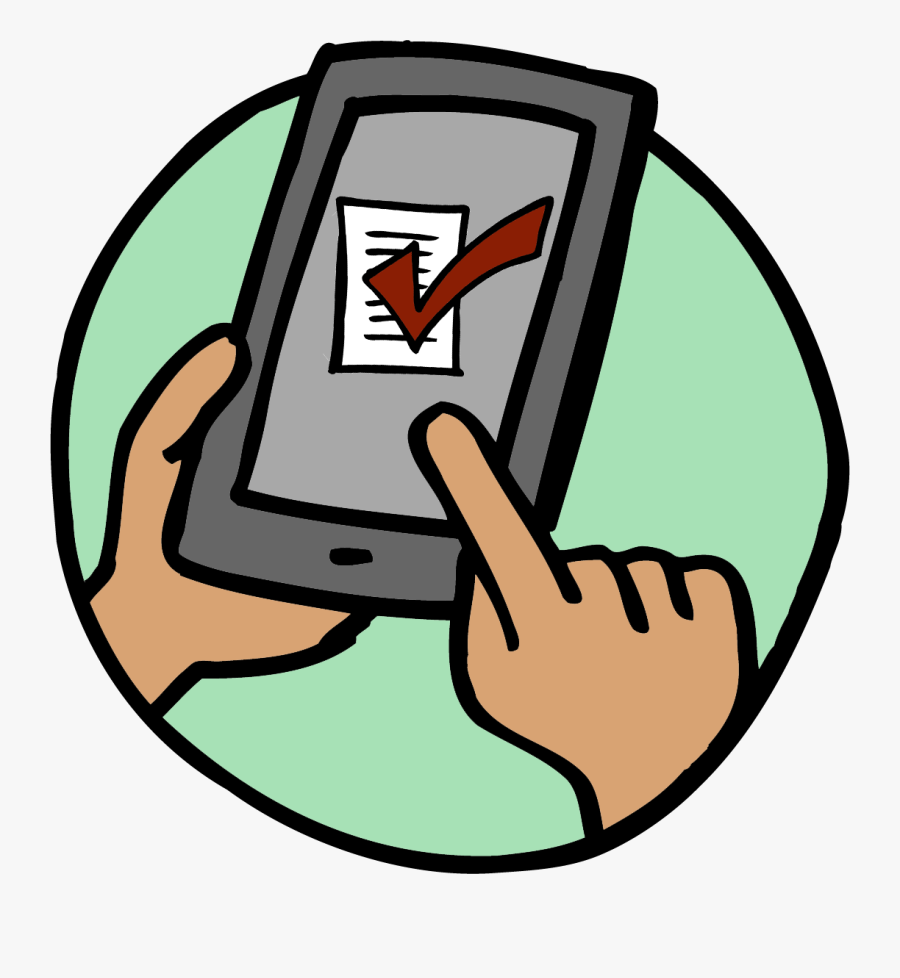 Cartoon Phone Being Held, Transparent Clipart