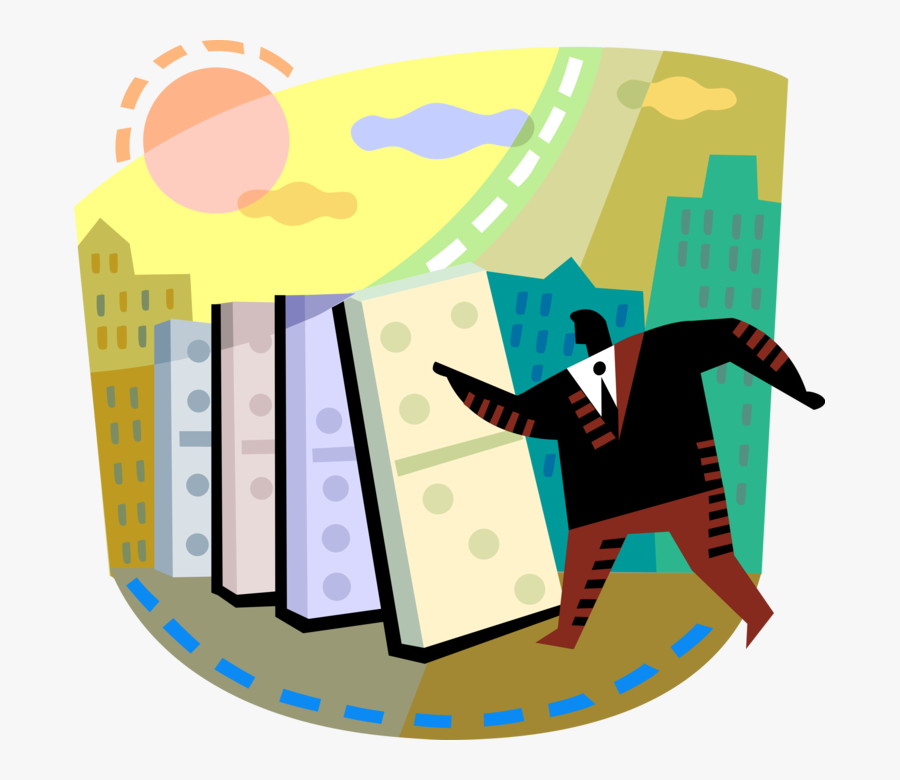 Vector Illustration Of Businessman Starts Chain Reaction, , Free