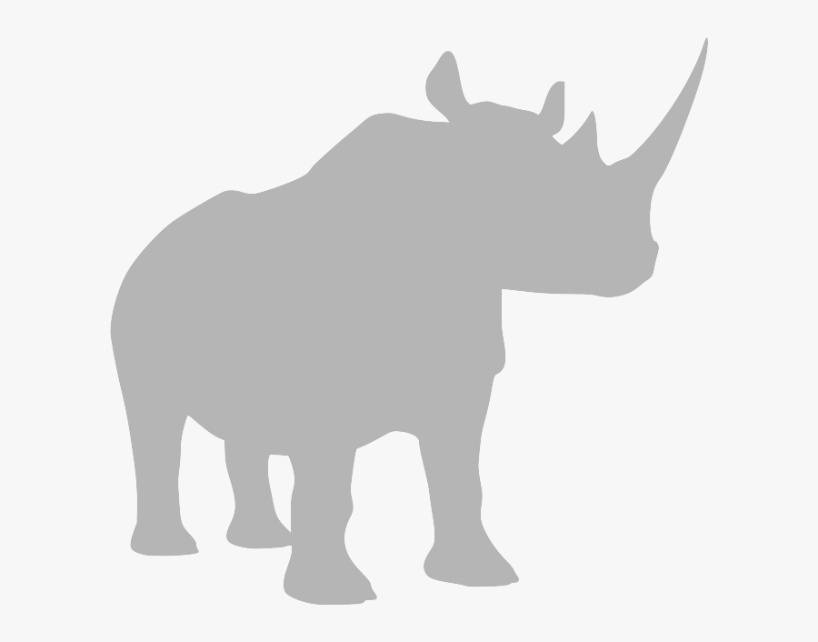 Grey Clipart Rhino - Transparent Background Silhouette Rhino Clipart, Transparent Clipart